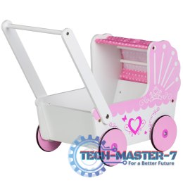 Drewniany wózek dla lalek z daszkiem ECOTOYS ECOTOYS