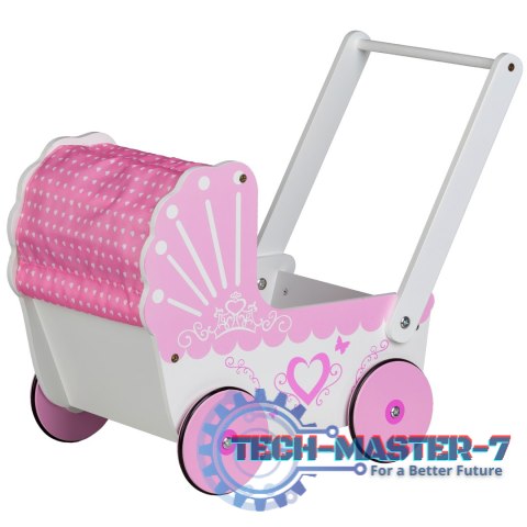 Drewniany wózek dla lalek z daszkiem ECOTOYS ECOTOYS Drewniany wózek dla lalek z daszkiem ECOTOYS ECOTOYS