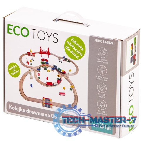 Drewniana kolejka na baterie 90 elementów ECOTOYS ECOTOYS Drewniana kolejka na baterie 90 elementów ECOTOYS ECOTOYS