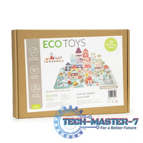 Drewniane klocki edukacyjne miasto mata 121 sztuk ECOTOYS ECOTOYS Drewniane klocki edukacyjne miasto mata 121 sztuk ECOTOYS ECOTOYS