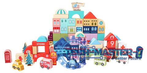 Drewniane klocki edukacyjne miasto mata 121 sztuk ECOTOYS ECOTOYS Drewniane klocki edukacyjne miasto mata 121 sztuk ECOTOYS ECOTOYS