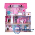 Drewniany domek dla lalek z oświetleniem LED + zestaw mebelków ECOTOYS ECOTOYS Drewniany domek dla lalek z oświetleniem LED + zestaw mebelków ECOTOYS ECOTOYS