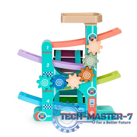 Drewniany tor zjeżdżalnia + 6 autek + cymbałki ECOTOYS ECOTOYS Drewniany tor zjeżdżalnia + 6 autek + cymbałki ECOTOYS ECOTOYS