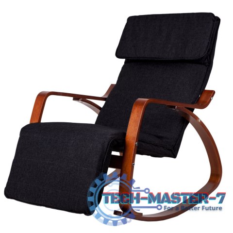 Fotel bujany regulowany podnóżek drewniane ramiona ModernHome ModernHome Fotel bujany regulowany podnóżek drewniane ramiona ModernHome ModernHome