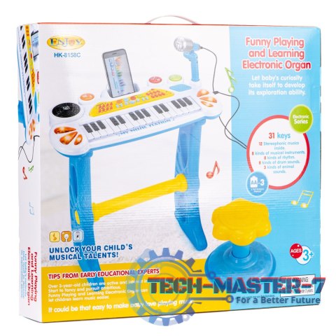 Keyboard organki pianinko z mikrofonem mp3 niebieskie MULTISTORE Keyboard organki pianinko z mikrofonem mp3 niebieskie MULTISTORE