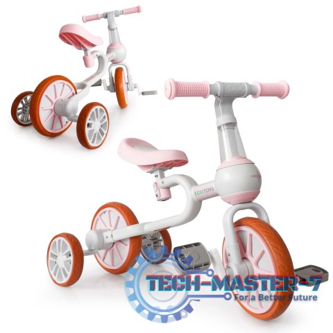 Rower rowerek biegowy 4w1 Pedały Kółka boczne różowy ECOTOYS ECOTOYS Rower rowerek biegowy 4w1 Pedały Kółka boczne różowy ECOTOYS ECOTOYS