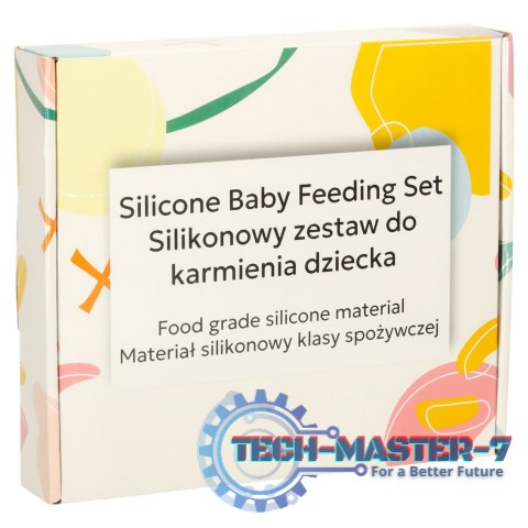 Naczynia silikonowe dla dzieci niemowląt zestaw stołowy 4 elementów miś niebieski Naczynia silikonowe dla dzieci niemowląt zestaw stołowy 4 elementów miś niebieski