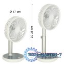 Wentylator biurkowy wiatrak przenośny bezprzewodowy USB z akumulatorem regulowany 4 poziomy mocy LED 38cm biały Wentylator biurkowy wiatrak przenośny bezprzewodowy USB z akumulatorem regulowany 4 poziomy mocy LED 38cm biały