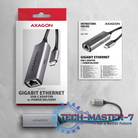 ADE-TXPD Karta sieciowa Gigabit Ethernet adapter, USB-C 3.2 Gen 1, instalacja automatyczna, Asix AX8817, PD 100W ADE-TXPD Karta sieciowa Gigabit Ethernet adapter, USB-C 3.2 Gen 1, instalacja automatyczna, Asix AX8817, PD 100W