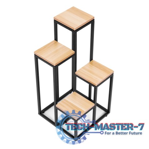Kwietnik regał na kwiaty ozdoby 4 półki metal MDF jasny orzech ModernHome ModernHome Kwietnik regał na kwiaty ozdoby 4 półki metal MDF jasny orzech ModernHome ModernHome