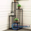 Kwietnik regał na kwiaty ozdoby 4 półki metal MDF jasny orzech ModernHome ModernHome Kwietnik regał na kwiaty ozdoby 4 półki metal MDF jasny orzech ModernHome ModernHome