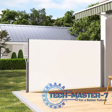 Składana markiza 300x180 cm boczna roleta parawan do ogrodu na taras beżowa ModernHome Składana markiza 300x180 cm boczna roleta parawan do ogrodu na taras beżowa ModernHome
