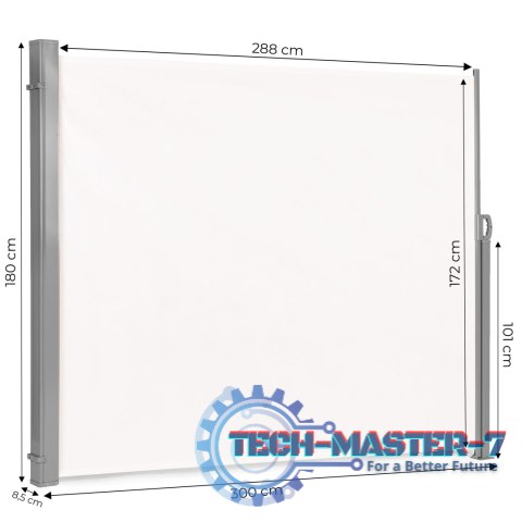 Składana markiza 300x180 cm boczna roleta parawan do ogrodu na taras beżowa ModernHome Składana markiza 300x180 cm boczna roleta parawan do ogrodu na taras beżowa ModernHome