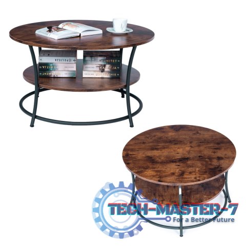 Stolik kawowy okrągły ława z półką industrial ModernHome ModernHome Stolik kawowy okrągły ława z półką industrial ModernHome ModernHome