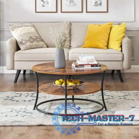 Stolik kawowy okrągły ława z półką industrial ModernHome ModernHome Stolik kawowy okrągły ława z półką industrial ModernHome ModernHome