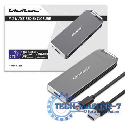 Mini obudowa na dysk M.2 SSD | NVMe | PCIe | USB3.1 | Super speed10Gb/s | 2TB | Srebrna Mini obudowa na dysk M.2 SSD | NVMe | PCIe | USB3.1 | Super speed10Gb/s | 2TB | Srebrna
