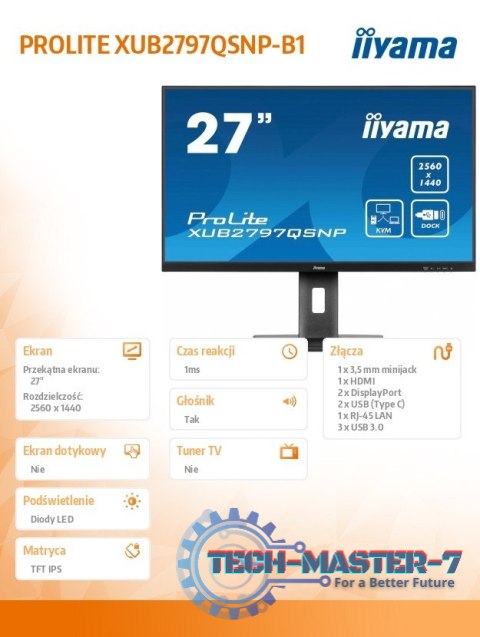 Monitor 27 cali XUB2797QSNP-B1,IPS,QHD,USB-c Dock,KVM,HDMI /5y/ Monitor 27 cali XUB2797QSNP-B1,IPS,QHD,USB-c Dock,KVM,HDMI /5y/