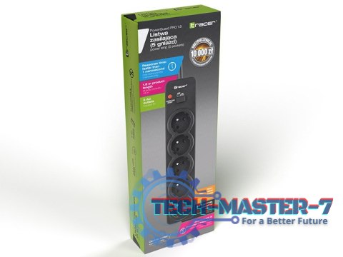 Listwa zasilająca PowerGuard PRO 1.8m (5 gniazd, 1 włącznik) czarna Listwa zasilająca PowerGuard PRO 1.8m (5 gniazd, 1 włącznik) czarna