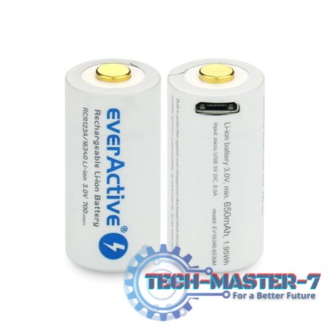 Akumulator 16340 3V Li-ion 700 mAh micro USB Akumulator 16340 3V Li-ion 700 mAh micro USB