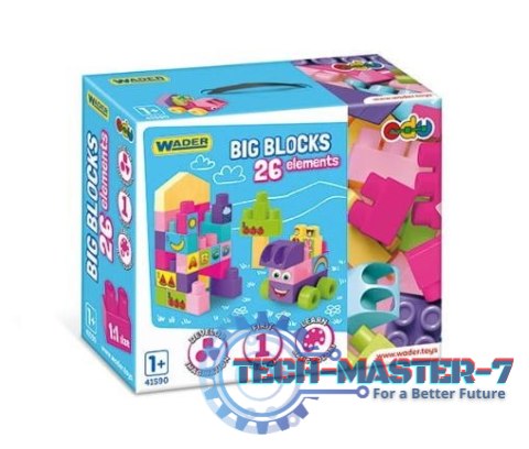 Klocki 26 elementów Big Blocks różowe Klocki 26 elementów Big Blocks różowe