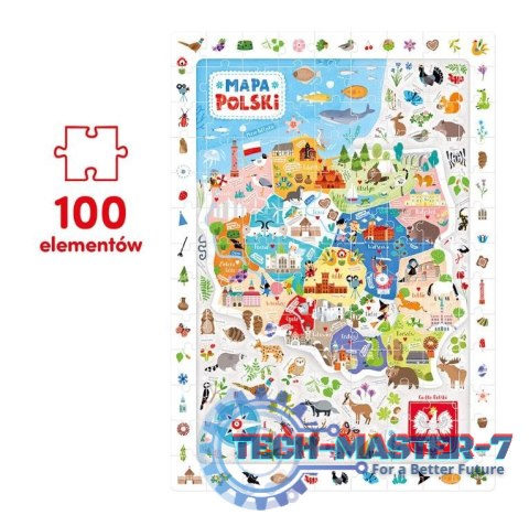 Puzzle obserwacyjne - Mapa Polski 100 elementów Puzzle obserwacyjne - Mapa Polski 100 elementów