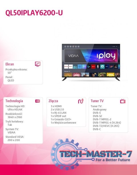 Telewizor QLED 50 cali QL50IPLAY6200-U Telewizor QLED 50 cali QL50IPLAY6200-U