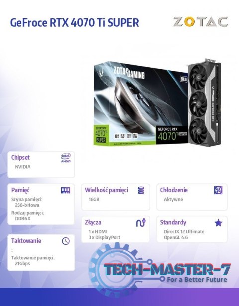 Karta graficzna GeFroce RTX 4070 Ti SUPER SOLID 16GB GDDR6X 256bit Karta graficzna GeFroce RTX 4070 Ti SUPER SOLID 16GB GDDR6X 256bit