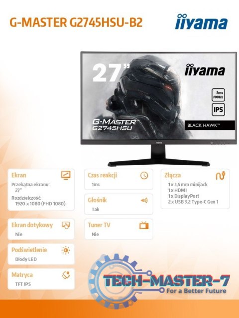 Monitor 27 cali G2745HSU-B2 IPS,FHD,100Hz,1ms,2xUSB,300cd Monitor 27 cali G2745HSU-B2 IPS,FHD,100Hz,1ms,2xUSB,300cd