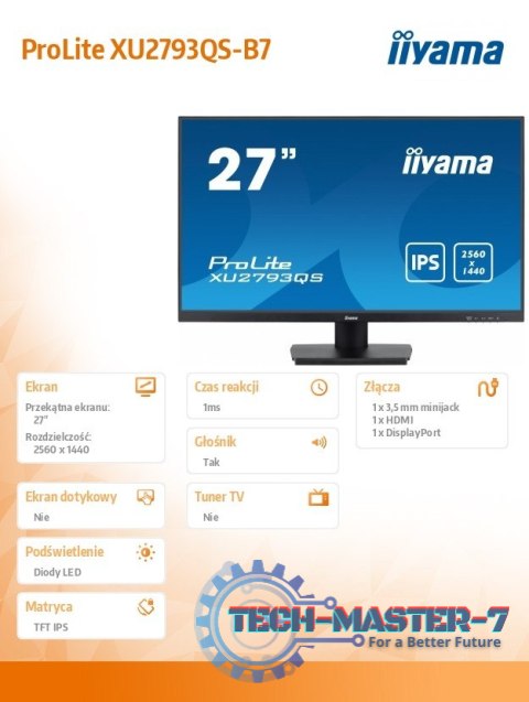 Monitor 27 cali XU2793QS-B7 IPS,QHD,100Hz,HDMI,DP Monitor 27 cali XU2793QS-B7 IPS,QHD,100Hz,HDMI,DP