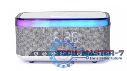 Cyfrowy budzik z funkcją bezprzewodowego ładowania, radio DAB/FM RGB biało-szary