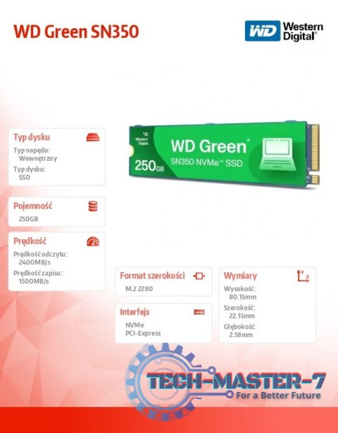 Dysk SSD Green 250GB M.2 2280 SN350 NVMe PCIe Dysk SSD Green 250GB M.2 2280 SN350 NVMe PCIe