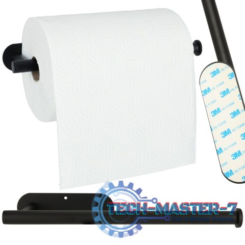 Uchwyt wieszak na papier ręcznik papierowy kuchenny taśma dwustronna mat loft czarny Uchwyt wieszak na papier ręcznik papierowy kuchenny taśma dwustronna mat loft czarny