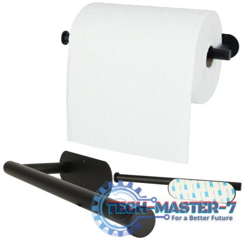 Uchwyt wieszak na papier ręcznik papierowy kuchenny taśma dwustronna mat loft czarny Uchwyt wieszak na papier ręcznik papierowy kuchenny taśma dwustronna mat loft czarny
