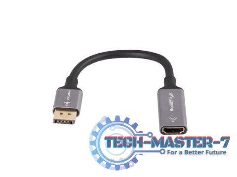 Adapter Displayport(M)- HDMI(F)4K na kablu 20cm srebrny Adapter Displayport(M)- HDMI(F)4K na kablu 20cm srebrny
