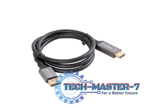 Kabel Displayport(M)-HDMI(M) 1M 4K czarno-srebrny Kabel Displayport(M)-HDMI(M) 1M 4K czarno-srebrny