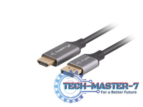 Kabel Displayport(M)-HDMI(M) 1M 4K czarno-srebrny Kabel Displayport(M)-HDMI(M) 1M 4K czarno-srebrny