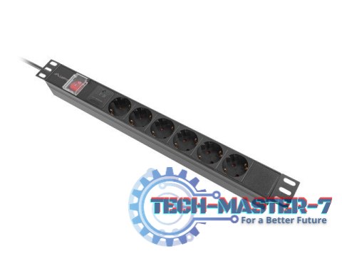 Listwa zasilająca rack PDU 19 cali 1U 16A 6x230V schuko 2m czarna Listwa zasilająca rack PDU 19 cali 1U 16A 6x230V schuko 2m czarna