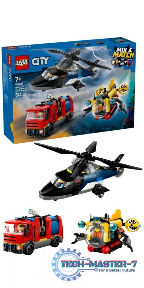 Klocki City 60462 Zestaw z helikopterem, wozem strażackim i łodzią Klocki City 60462 Zestaw z helikopterem, wozem strażackim i łodzią