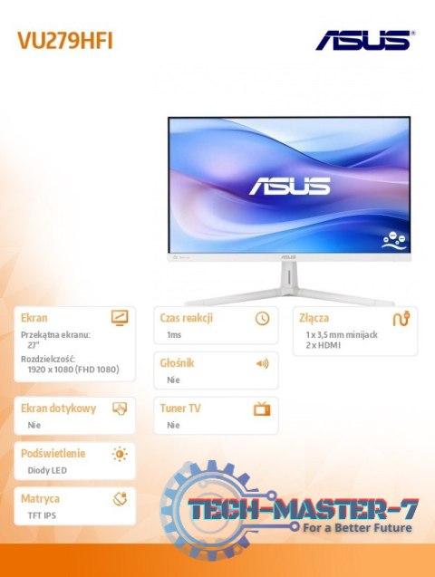 Monitor 27 cali VU279HFI-W IPS 100Hz HDMIx2 biały Monitor 27 cali VU279HFI-W IPS 100Hz HDMIx2 biały