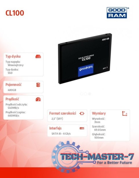 Dysk CL100 G3 480GB SATA3 2,5 Dysk CL100 G3 480GB SATA3 2,5