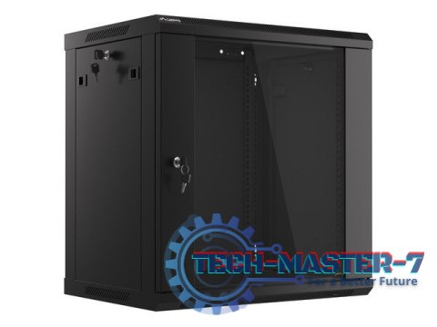 Szafa instalacyjna wisząca 19 12U 600X450mm czarna (drzwi szklane) Szafa instalacyjna wisząca 19 12U 600X450mm czarna (drzwi szklane)