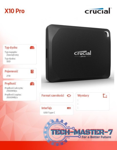 Dysk SSD X10 Pro 2TB USB-C 3.2 Gen2 2x2 Dysk SSD X10 Pro 2TB USB-C 3.2 Gen2 2x2