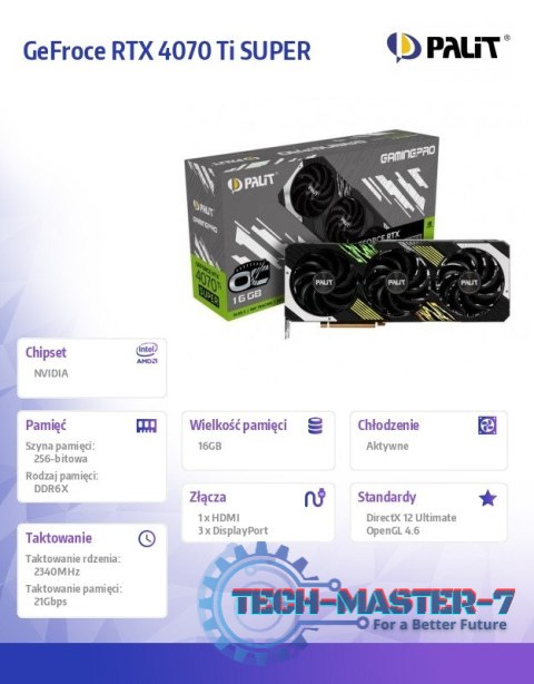 Karta graficzna GeFroce RTX 4070 Ti SUPER GAMINGPRO 16GB GDDR6X 256bit Karta graficzna GeFroce RTX 4070 Ti SUPER GAMINGPRO 16GB GDDR6X 256bit