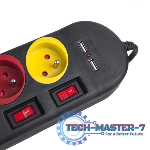 Listwa zasilająca z wyłącznikami 4 gniazda + 2xUSB przedłużacz MCE229B Czarna Listwa zasilająca z wyłącznikami 4 gniazda + 2xUSB przedłużacz MCE229B Czarna
