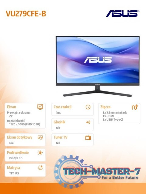 Monitor 27 cali VU279CFE-B IPS 100Hz HDMI USB-C 250cd/m2 1MS Monitor 27 cali VU279CFE-B IPS 100Hz HDMI USB-C 250cd/m2 1MS