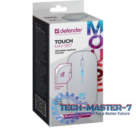 Mysz bezprzewodowa silent click TOUCH MM-997 akumulator 800/1200/1600 DPI biała Mysz bezprzewodowa silent click TOUCH MM-997 akumulator 800/1200/1600 DPI biała
