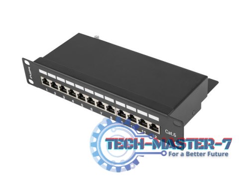 Patch Panel 12 Port 1U 10' cali kategoria 6 ekranowany czarny Patch Panel 12 Port 1U 10' cali kategoria 6 ekranowany czarny
