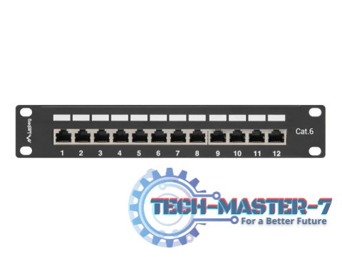 Patch Panel 12 Port 1U 10' cali kategoria 6 ekranowany czarny Patch Panel 12 Port 1U 10' cali kategoria 6 ekranowany czarny