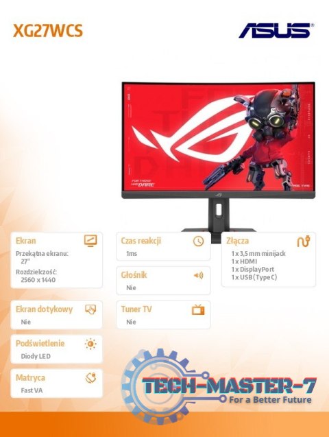 Monitor 27 cali XG27WCS DP+HDMI+TYPE C Monitor 27 cali XG27WCS DP+HDMI+TYPE C