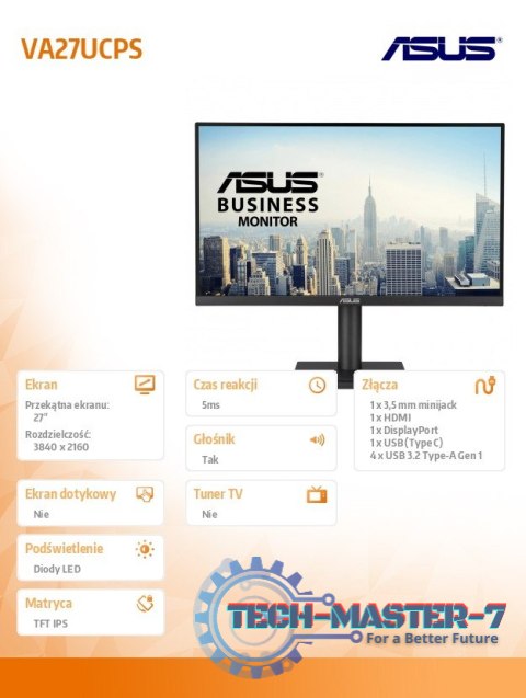 Monitor 27 cali VA27UCPS 4K UHD USB-C65 HDR10 Monitor 27 cali VA27UCPS 4K UHD USB-C65 HDR10